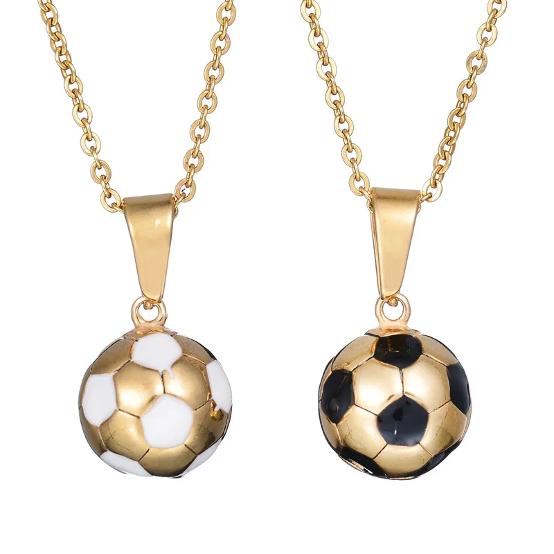 Sporty necklace football Pendant With Chain Stainless Steel Soccer