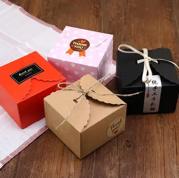 

9*9*6cm Kraft Paper Gift Box Wedding Candy Cake Food Box 100pcs/lot Free shipping