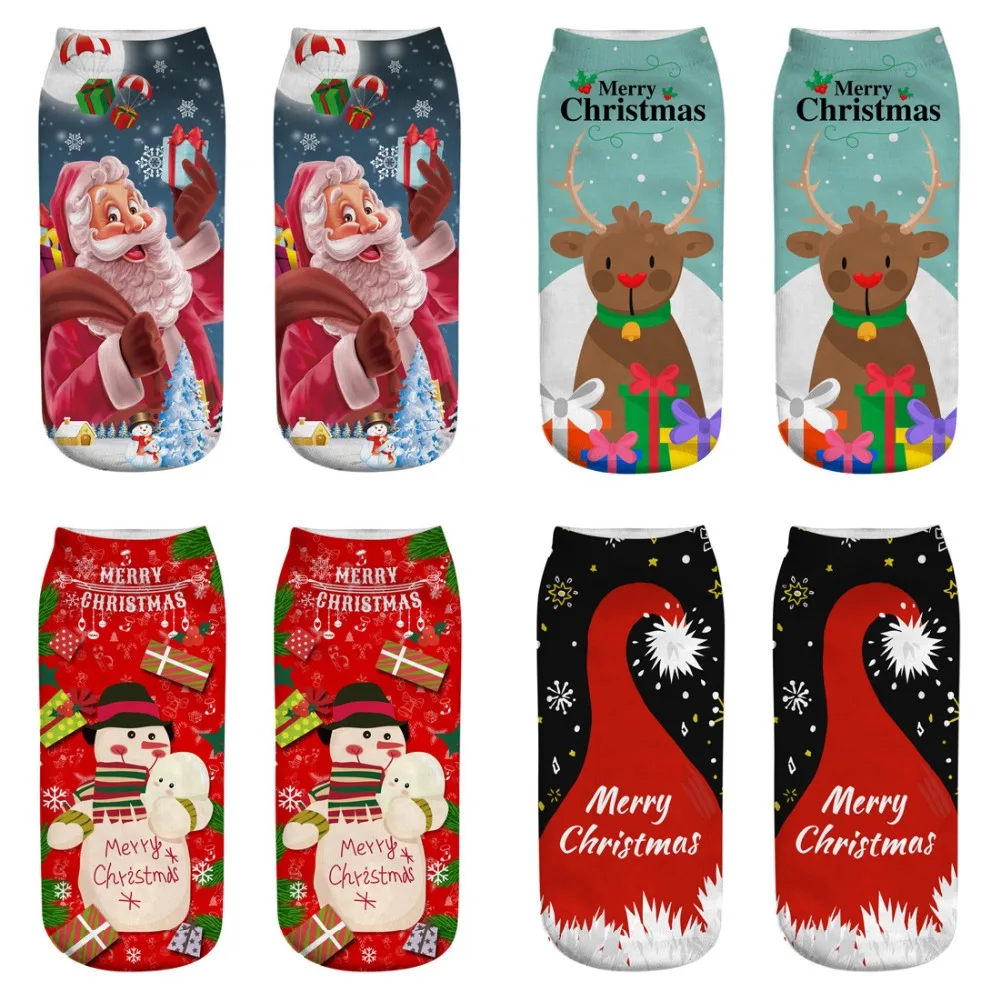 

1Pairs New 3D printing socks Christmas socks big children new Christmas gift socks unisex Support to map customization