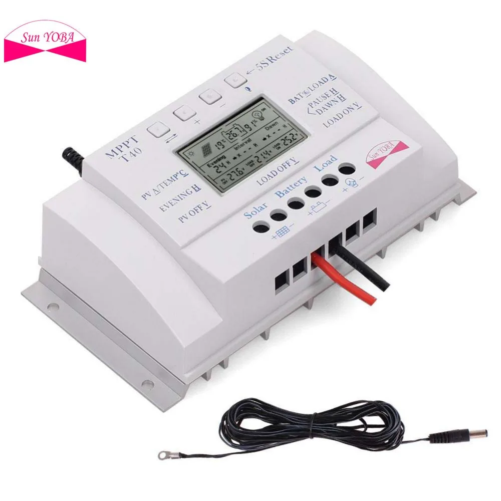 

Sun YOBA 40A 12V/24V MPPT Solar Charge Controller Three Timer + 16.4ft Cable APJ