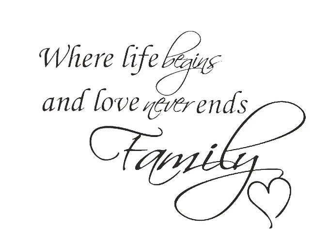 Accueil Wall Sticker Decal Citation Vinyle Famille L Amour Ne Se Termine Jamais Citation Accueil Mur De Decalque De Decor Aliexpress