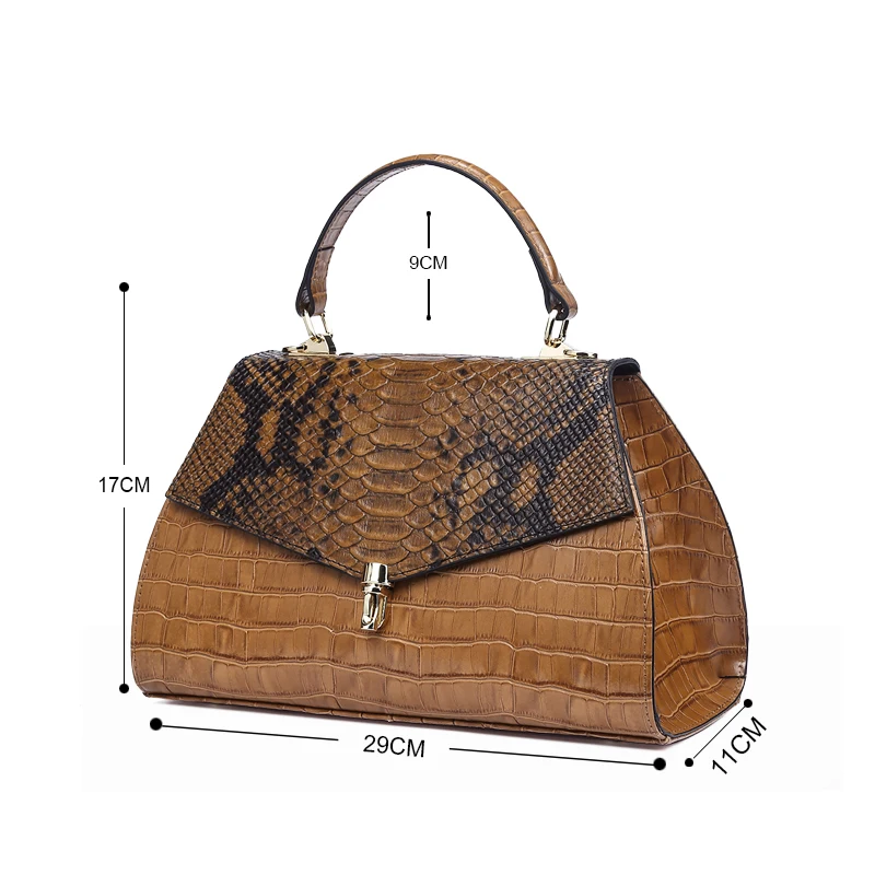 Qiwang, элегантные сумки для женщин, сумки с верхней ручкой, тисненая натуральная кожа, дизайнерские женские сумки,, коричневые сумки через плечо