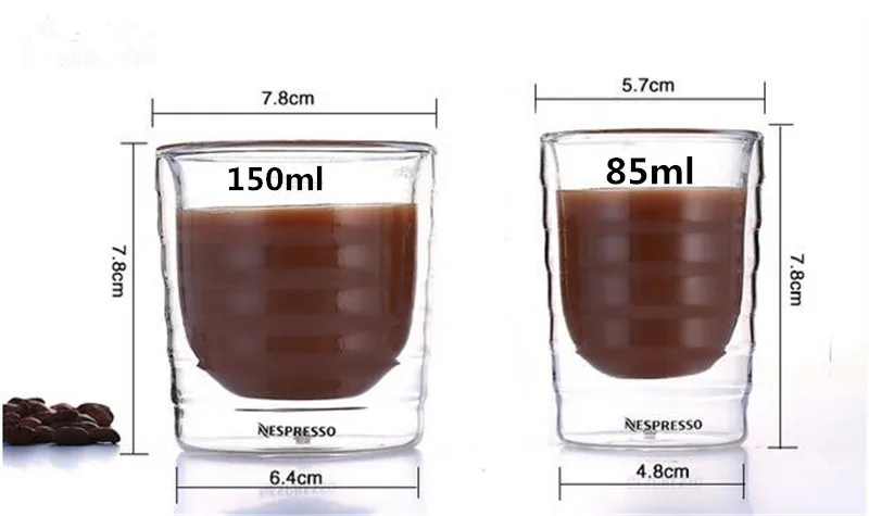 Кофейная чашка Caneca, 6 шт./лот, ручная работа, двойная стенка, сывороточный протеин, Canecas, Nespresso, кофе эспрессо, 85 мл, 150 мл, термальная чашка