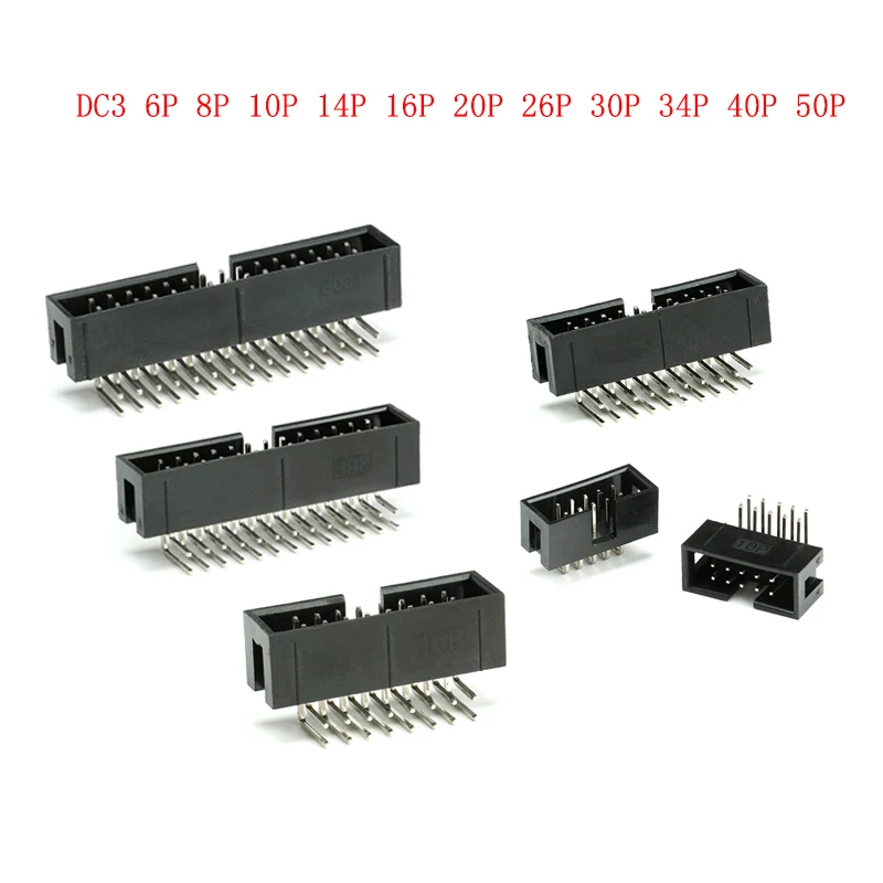 

10Pcs DC3 2.54mm Socket Header Connector ISP Male Double-spaced Straight needle Curved needle 6P/8P/10P/14P/16P/20P/30P/34P/40P