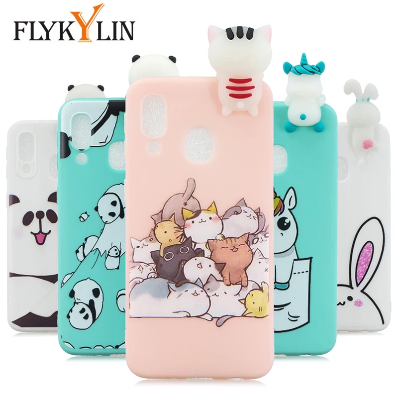 

FLYKYLIN Cat Unicorn Case For Samsung Galaxy A70 A50 A40 A30 A20E A20 A10 M10 M20 Back Cover on Silicon 3D Doll Toys Phone Coque