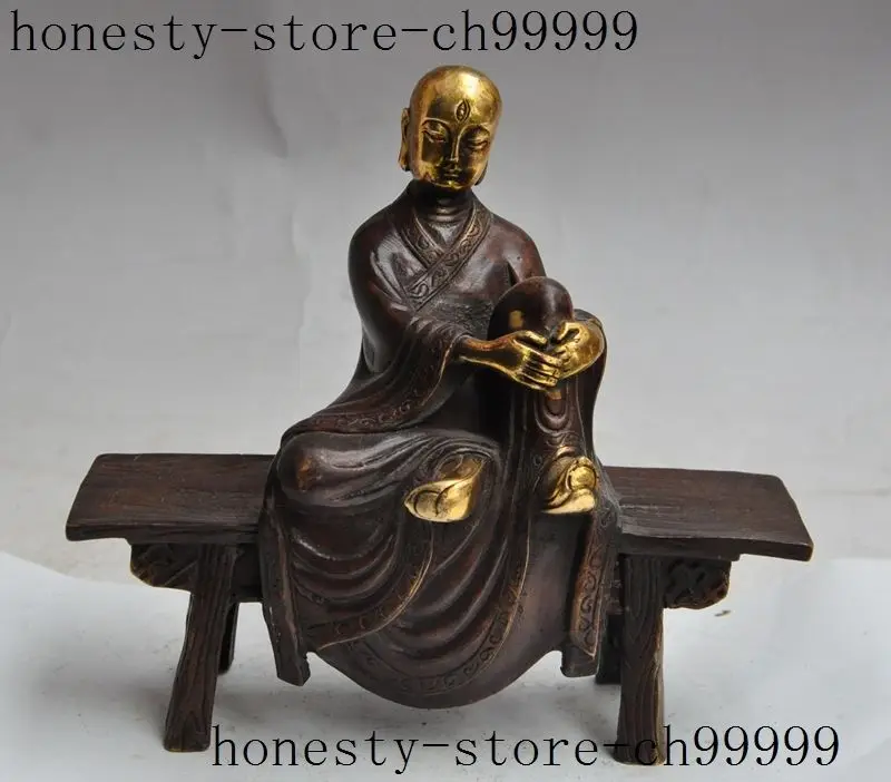 

Crafts statue buddhism bronze gilt Ksitigarbha Jizo buddha Tang Seng monk Sanzo statue