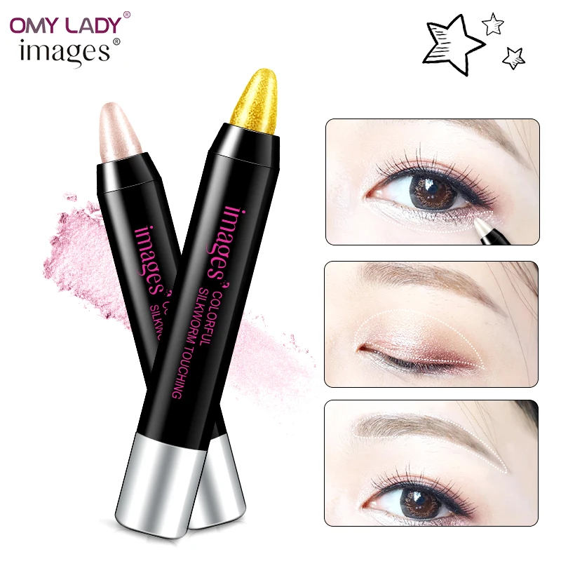 

OMY LADY IMAGES Dazzle colorful moving Lie silkworm pen Pearl lie Eyeshadows stick Waterproof and durable No shading Eye makeup