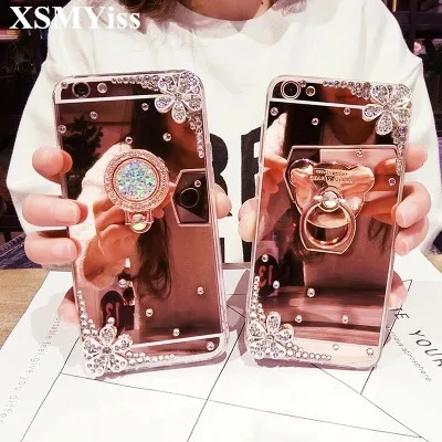 

XSMYiss For SamsungA3 A5 A7 J3 J5 J7 2016 2017 Luxury Diamond Rhinestone Soft cover Crystal finger ring Holder buckle Phone case