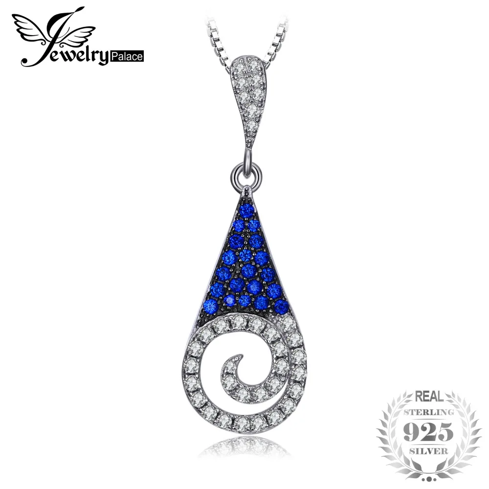

Jewelrypalace Ice Cream 0.2ct Created Blue Spinel Pave Pendant Necklaces For Women 925 Sterling Silver 45cm Box Chain Jewelry