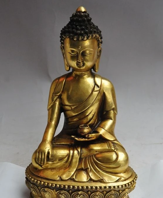 

Tibet buddhism bronze gilt lotus sakyamuni Tathagata Medicine Buddha god statue
