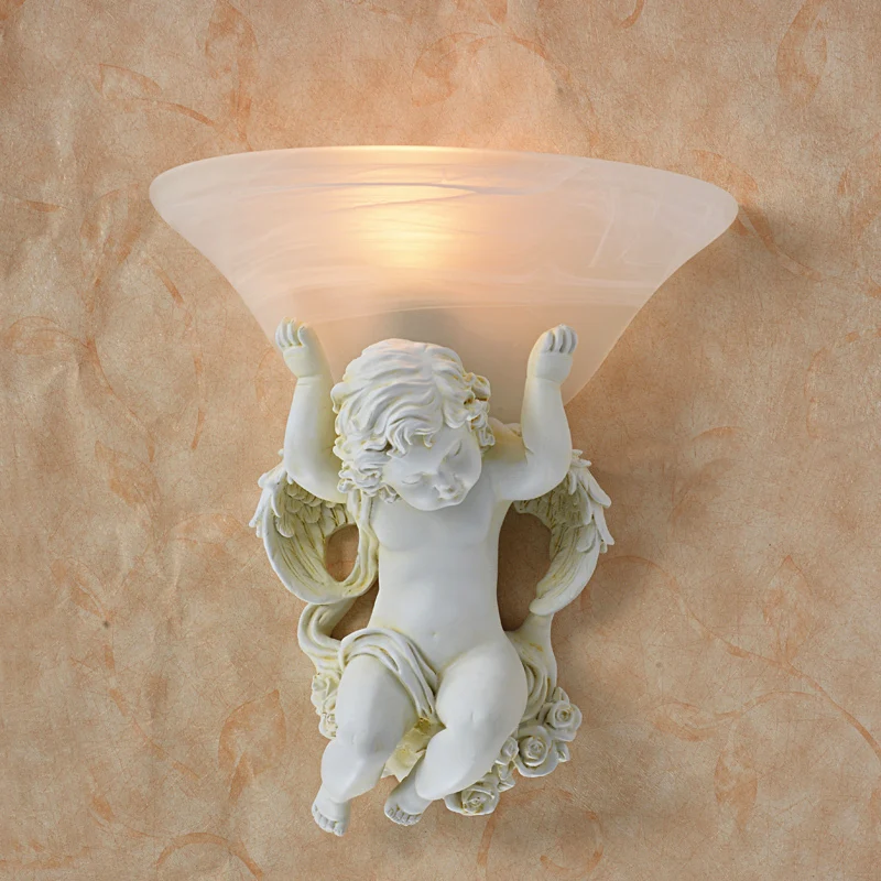 

Modern Led Angel Wall Lamp bathroom glass lampshade abajour Creative Aisle Stairs Bedside wall light sconce Resin E27 bulbholder