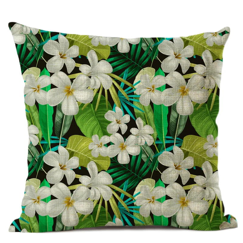 النباتات الاستوائية وسادة يغطي الأخضر يترك الزهور الجميلة ديكور منزلي الوسائد الكتان سادات كنبة مكتب النباتات الاستوائية وسادة يغطي الأخضر يترك الزهور الجميلة ديكور منزلي الوسائد الكتان سادات كنبة مكتب