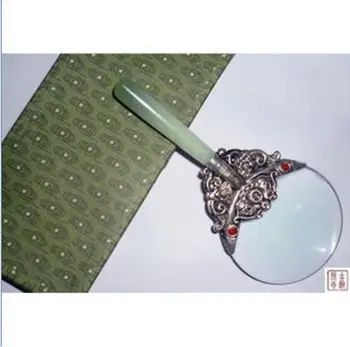 

Rare Chinese Tibet silver & jade Magnifying Glass