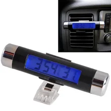 2в1 Автомобильный термометр и часы электронные ЖК-часы с синей подсветкой автомобиля кондиционер вентиляционное отверстие измерение температуры