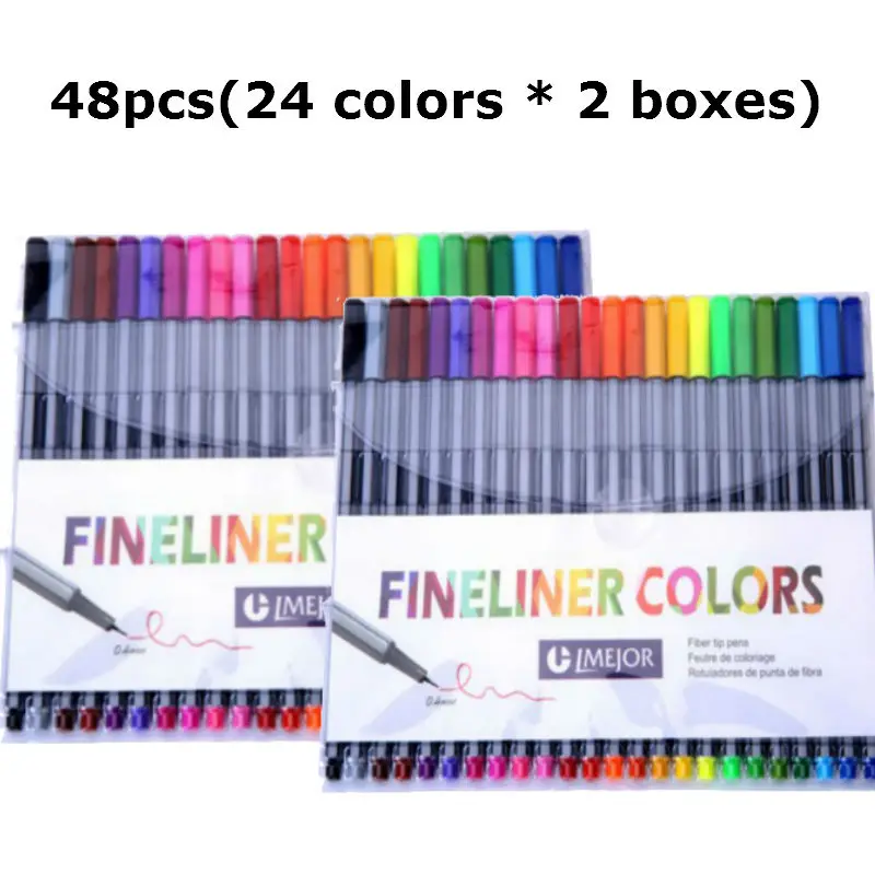 

0.4 Mm 48Pcs (24 Colors*2Boxes) Fineliner Pens Marco Super Fine Draw (not Stabilo Point 88) Marker Pen Water Based Assorted Ink