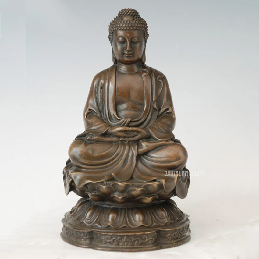 

Buddha Statue Amitabha Buddhism Sculptures Copper Brass Bronze Crafts Temple Decoration Home Bronze Ornament B-89