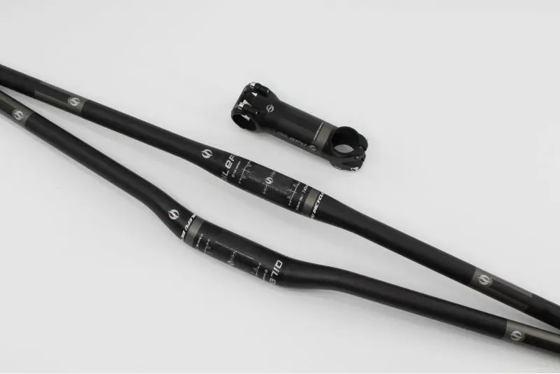 cheap Newest gray QILEFU Mountain bike matt 3K UD full carbon fibre bicycle handlebar alloy stem MTB lightest parts sets Free shipping