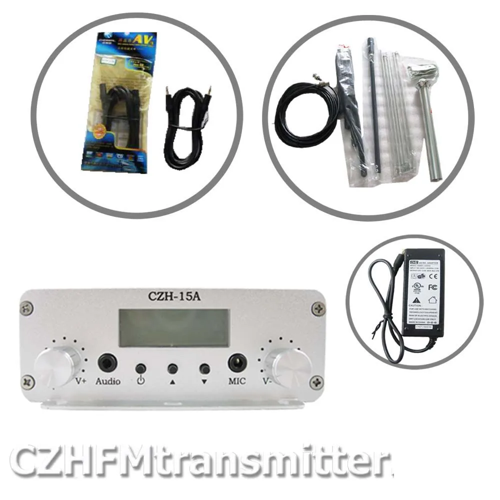 CZH-15A 15 Вт CZE-15A FM стерео PLL передатчик+ антенна GP комплект