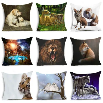 

New sales natural animal home art creative polyester printing pillowcase bedding pillowcase office car seat lumbar cushion cover