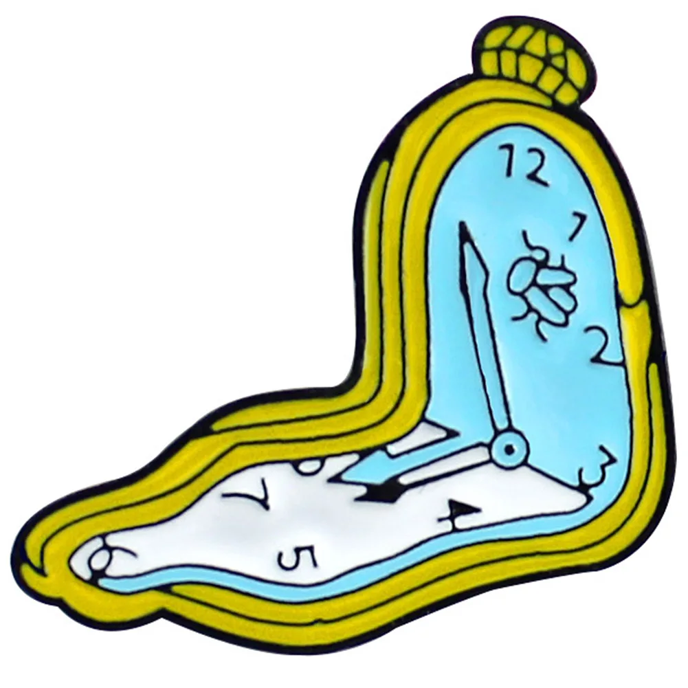 

Cartoon Design Clock Brooch Hour Hand Minute Hand One Time Run of Enamel Pin Denim Hat Badge Friends and Kids Gifts