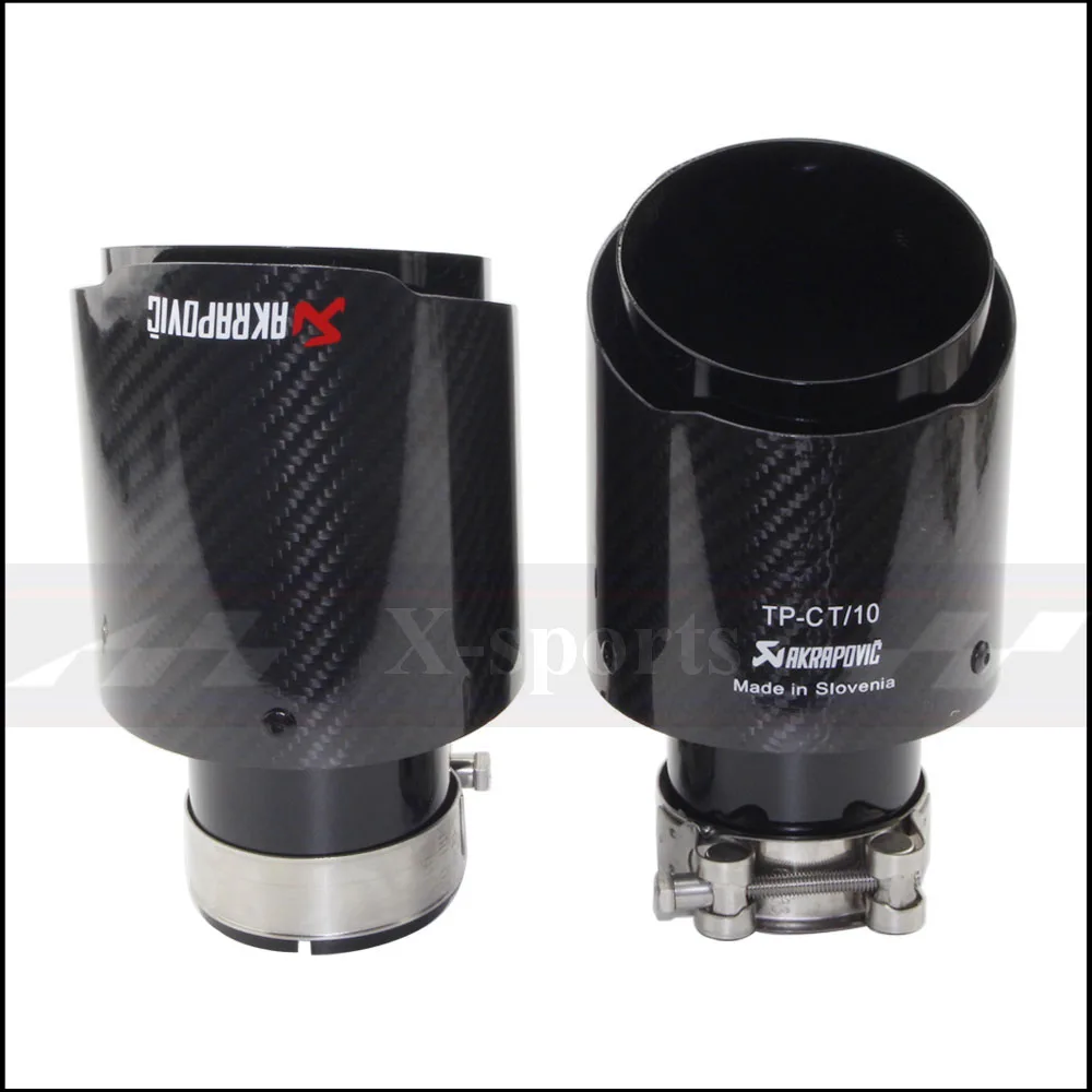 

Akrapovic Car Exhaust Tail Pipes twill Glossy Carbon Muffler Tip Tail End Universal Stainless Steel Straight Flange black