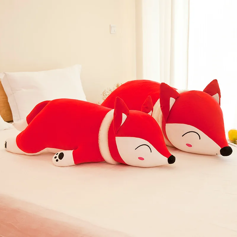 Дизайн распродажа 35-120 см 3 Цвета Большая лиса Мягкие плюшевые игрушки лиса подушки мягкие подушки для сна для девочек лежа животные