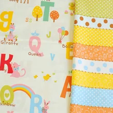 Мультфильм оранжевый животных буквы саржа хлопок текстильная ткань ткани для ткань для детского постельного белья Лист лоскутное ручной работы tela