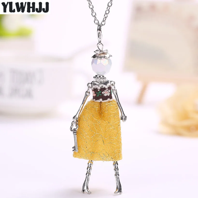 YLWHJJ Новая женская кукла модное длинное ожерелье и кулон желтое платье милая