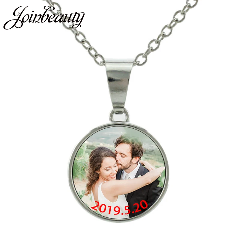

JOINBEAUTY Charms Custom Personalized Photo Name/Date 18mm Snap Button Pendant Necklace Wedding Souvenir Gift Party Jewelry NA01