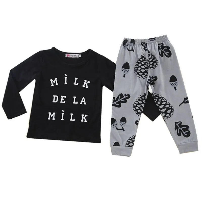 

Winter Warm Fashion T-shirt+Pants Sets Letters Printed Baby Boy Casual Long-Sleeved T-shirt