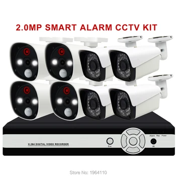 

8CH Smart Alarm 2.0MP AHD CCTV KIT with PIR Sensor Motion Detect and Strong White Leds to Anti-Intruder Alarm Push to Mobile APP