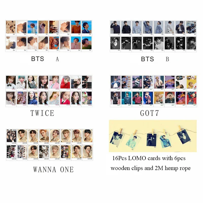 Новый kpop BTS Bangtan мальчики новый альбом дважды GOT7 хочу одна фотография карты ЛОМО 16