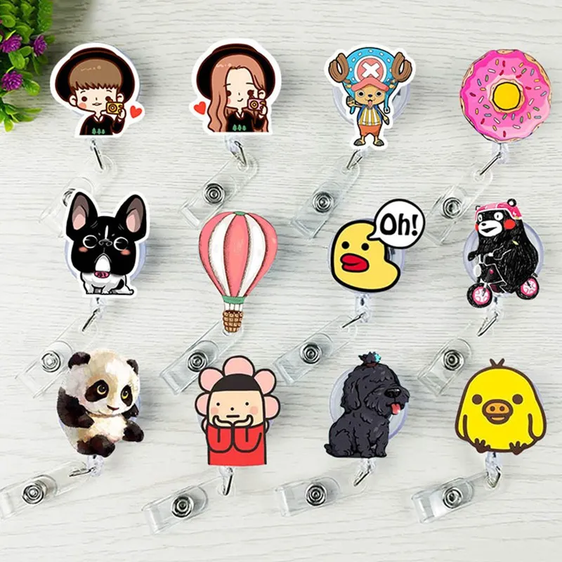 

Cartoon Doctor Nurse Retractable Pull Badge Reel ID Lanyard Name Tag Card Badge Holder Reel School Office Supplies