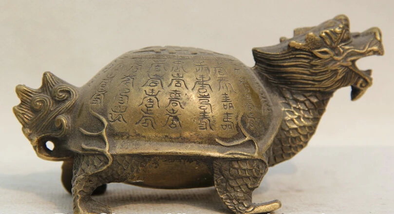 

5" Chinese Copper longevity Shou Sea Dragon Turtle Tortoise Statue Sculpture S0706 Discount35%