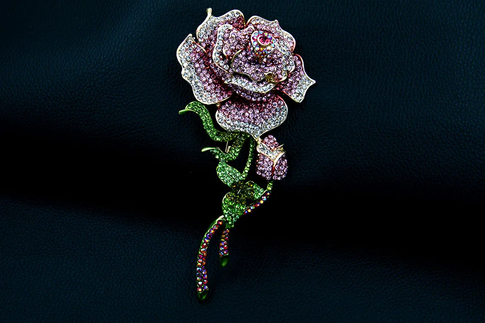 Кристалл Большой размер Роза брошь цветок булавки Стразы булавка завод броши брошь для одежды для женщин модные ювелирные изделия брошь