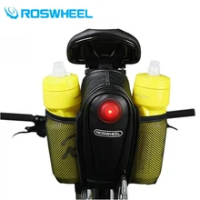 ROSWHEEL Bicycle Saddle Bag 2 Water Bottle Pouch Waterproof MTB Bike Rear Bags Seatpost LED Tail Light Cycling Tail Bag
