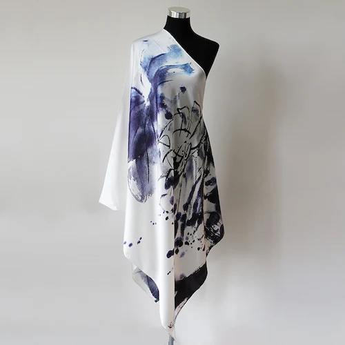 [Длинный шарф] Шелковый атласный шарф 85 см X 195 см Роскошная длинная шаль натуральный шелк тутового шелкопряда шарфы новая весенняя зимняя шаль для женщин
