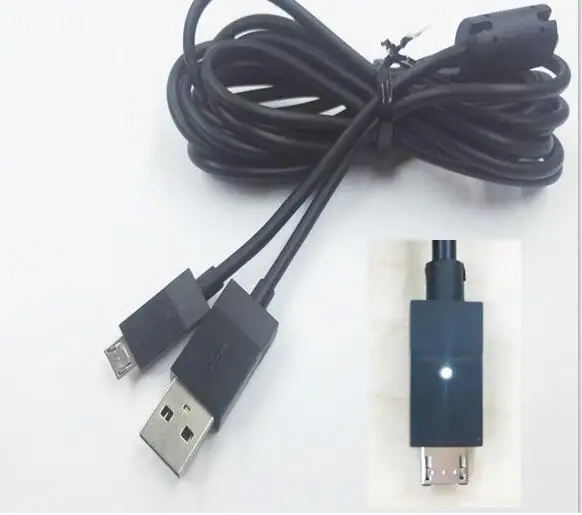 

Micro USB Charger Data Cable for Xbox One Wireless Controller PSV2000 PS4 Dualshock4 Android Smartphone 2.7m with led