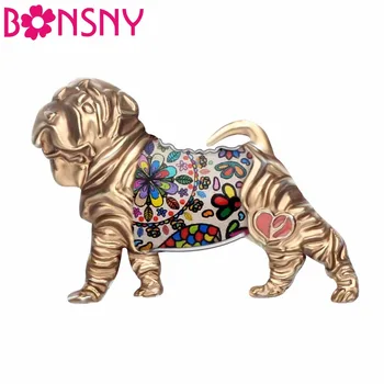 

Bonsny Statement Alloy Enamel Shar Pei Dog Brooches Fashion Clothes Scarf Decoration Jewelry Pin For Women Girls Gift Bijoux