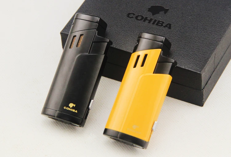 COHIBA зажигалка для сигарет металлическая ветрозащитная 3 факел реактивная