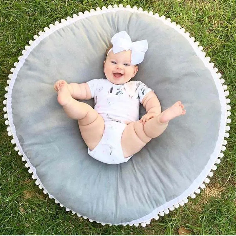 Cotton Baby Play Mats Round Children Carpet Cotton Ball Decoration Baby