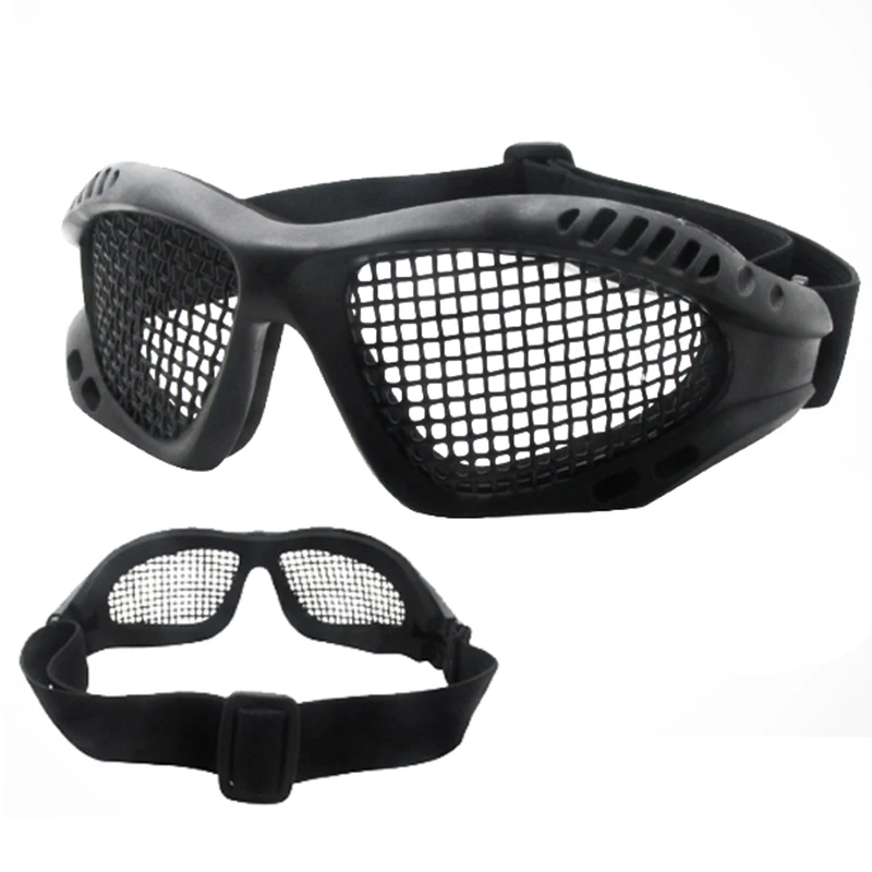Защитные очки для пейнтбола, удобные защитные очки для страйкбола, защитные тактические очки, очки из стальной проволоки, большие очки, походные очки - Цвет: Black