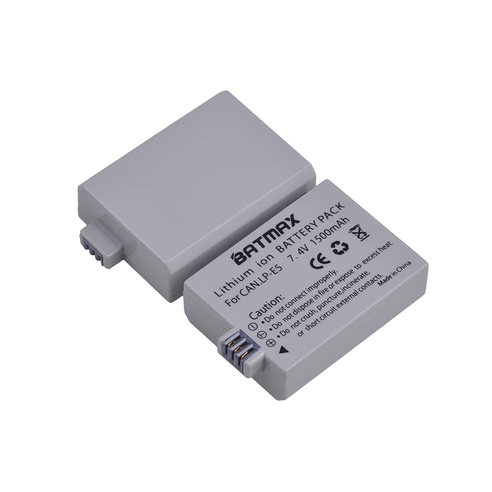 Batmax 1500Mah Lp-E5 Lpe5 Lp E5 Batteria Per Canon Eos Rebel Xs, Rebel T1I, Rebel Xsi, 1000D, 500D, 450D, L10