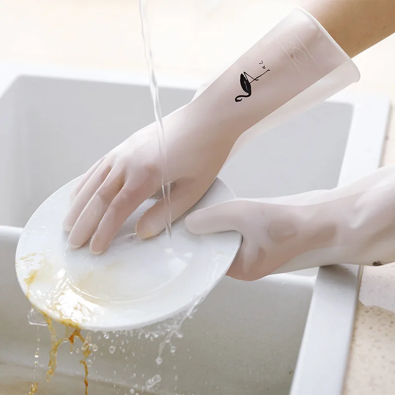 

White dishwasher, vegetable skin gloves, durable rubber, waterproof plastic clothes, household kitchen, household cleaning