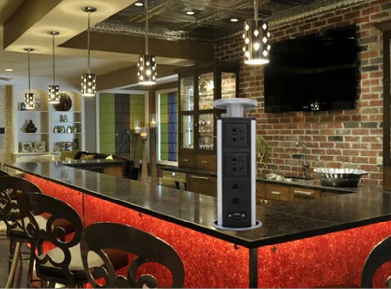 Tomada de Energia Tomadas de Alimentação Tomada de Mesa para Escritório em Casa Todo o Preto Universal + 2 Usb + 1 Alta Qualidade Superior 2 Carregador Hdmi Pop up 11 Alta qualidade superior pop up tomada de