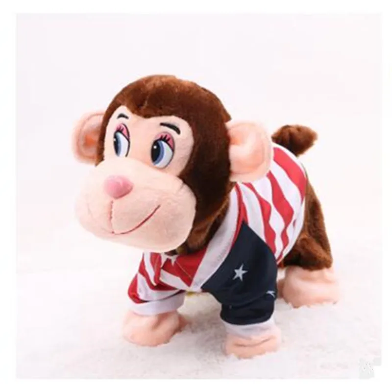 Moda felpa electrónica ropa desgaste mono de juguete Sounding Animal mascota eléctrica niños regalo de Navidad Brinquedos educativos Moda felpa electrónica ropa desgaste mono de juguete Sounding Animal mascota eléctrica niños regalo de Navidad Brinquedos educativos