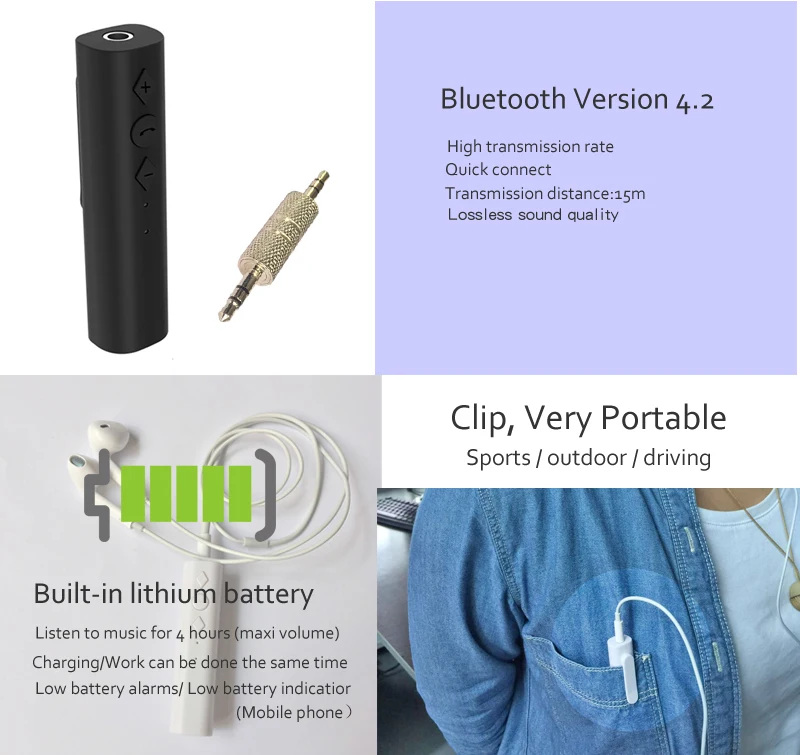 BT8 беспроводной Bluetooth аудио приемник 3 5 AUX музыкальный прием трансляция