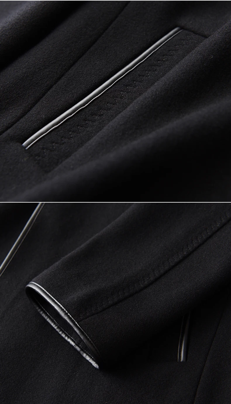 Minglu шерстяной мужской Тренч средней длины, осенние и зимние мужские куртки и пальто с капюшоном, роскошная черная приталенная брендовая мужская одежда 4XL