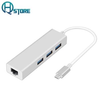

USB 3.0 HUB Type c to Ethernet Network Adapter 1000 Mbps RJ45 usb-c with 3 usb 3.0 Ports usb splitter for MacBook Pro CHUWI