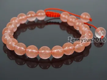 

Handmade 8mm Adjustable Natural Cherry Quartz Gems Stone Round Beads Bracelet Healing Reiki 5 Strands/Pack